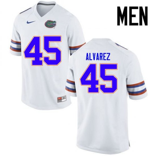 Men's Florida Gators #45 Carlos Alvarez NCAA Nike White Authentic Stitched College Football Jersey XUV2062ZH